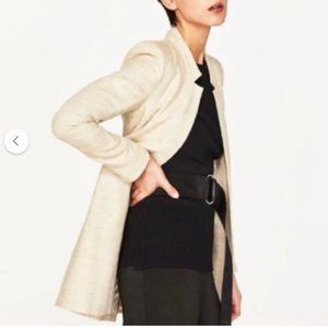 Zara Beige Inverted Lapel Collar Frock Coat - Sz M